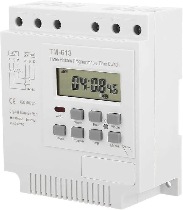 Tm-163 Programmerbart Tidsrelæ 380V / 50-60Hz 16A Ugentligt Relæ Strømtimerkontakt Trefaset Timer Intelligent Digitalt Ur