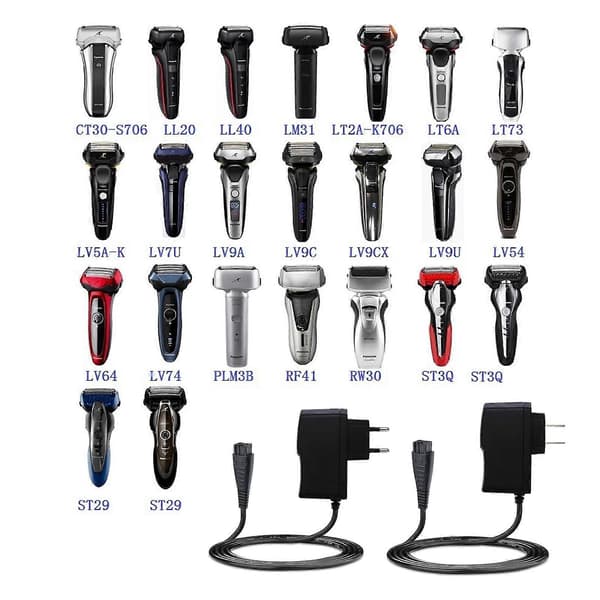 Strömadapter kompatibel med Panasonic EES-RF31, ES-RF41, ES-SF21, ES-LT2A rakapparat, rakapparat Ch US