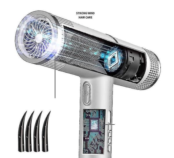 Kraftfull jonisk hårtork 1300w kompatibel med hemsalong Silver