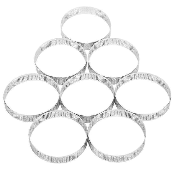 8 stk. tertering i rustfritt stål, varmebestandig perforert kakemousse-ring, rund dobbeltvalset tertering, metallform 10 cm 2025 Qhzl 5 5