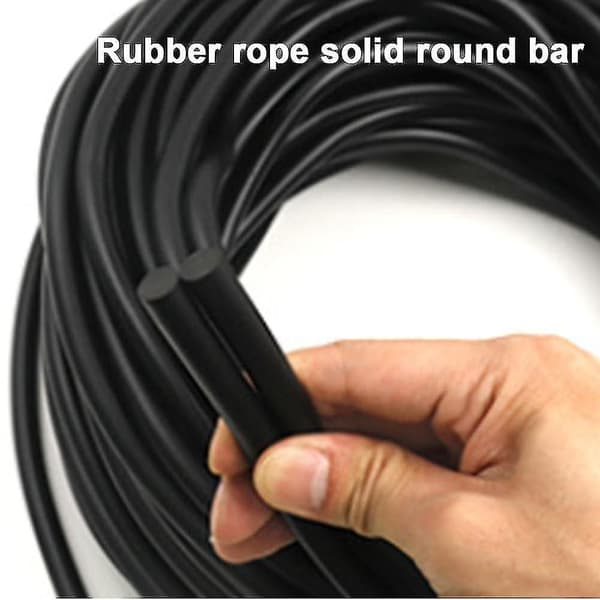 Rundstang i gummi, svart gummitaustang, solid rundstang, skumgummipakning, værlist, 5 mm diameter