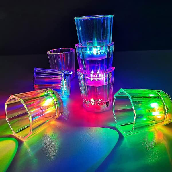 Sæt med 24 LED-lysende shotglas kompatible med sjov til fest
