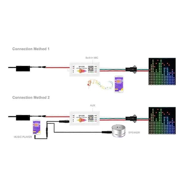 SP107E DC5-24V LED Musikstyrenhet med Trådlös Bluetooth SPI Fullfärgskontroll White