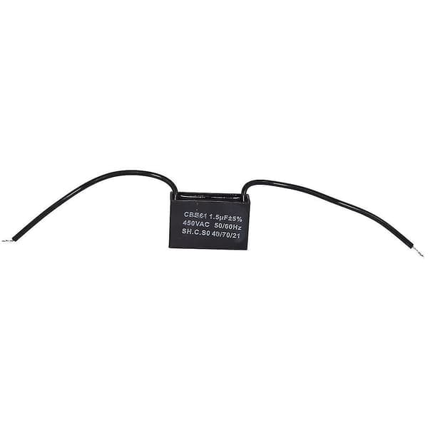 AC-motor- och fläktkondensator, universal, 1,5uf/1,5mfd, med kablar, 450v