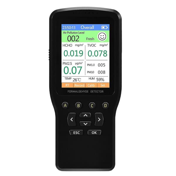 Luftkvalitetsmätare Detektor Noggrant test Formaldehyd Hcho Tvoc Pm1/2.5/10 Fx