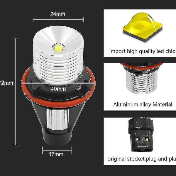 2 kpl Led Angel Eyes -merkkivalopolttimoita, yhteensopiva E39 E53 E60 E61 E63 E64 E65 E66 E87 525i 530i Xi 545i M5 Fengshuo -mallien kanssa Blue