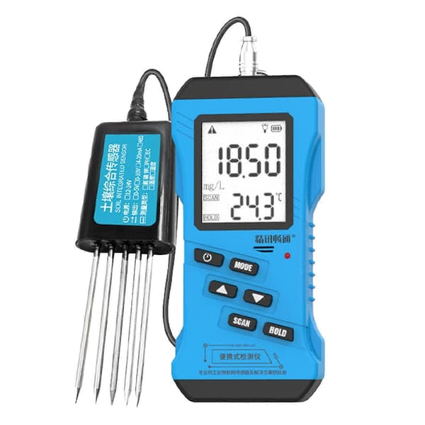 Jordtestare kompatibel med pH, EC, NPK, luftfuktighet, temperatur | LCD-display | Modbus-protokoll Moisture content