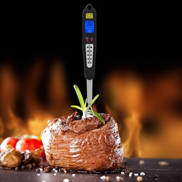 Digital BBQ-termometer kompatibelt medk - Øjeblikkelig aflæsning, dobbelt probe, LED-display
