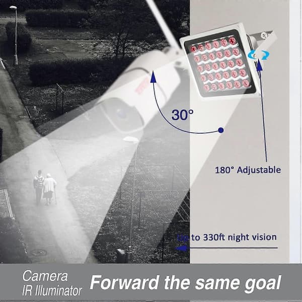 30-LED 850nm IR-belysning Lång räckvidd 100m Säkerhetskamera Vattentät Automatisk PÅ/AV