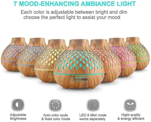 400 ml Aroma Diffuser Ultraljudsluftfuktare med 7-färgs LED