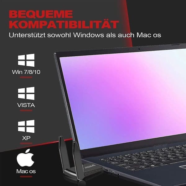 USB 3.0 WLAN-adapter kompatibel med pc, 1300 Mbit/s hastighed