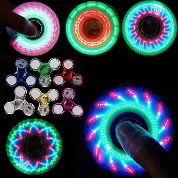 Fidget Spinners 6-pak, LED-lysende klare Fidget-legetøj, ADHD Angstlegetøj Stressreducerende Spin Kompatibel med børn (6-pak)