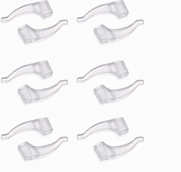 Öronkrokar i silikon för glasögon (6 par), transparenta, halkfria, universell passform