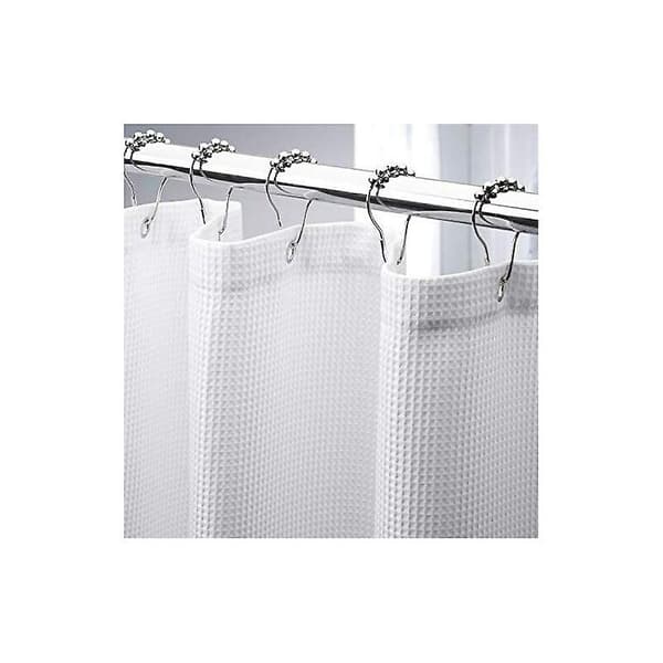 180*210cm Extra Lång Våffel Duschdraperi, Tjockt Tyg Duschdraperier med Våffelväv Hotellkvalitet Badrum Duschdraperier