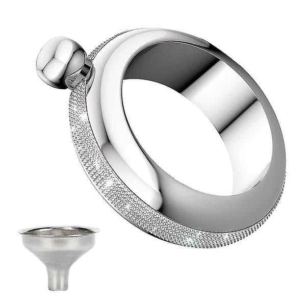 Rannekeketju Pullo Rannekepullot Luova Ruostumaton 304 Teräs ja Hip Pullo Suppilosetti Naisille 3,5 Oz Hopea Silver