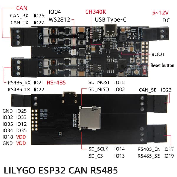 Lilygo Ttgo T-can485 ESP32 CAN RS-485 WiFi BT IoT Udviklingskort