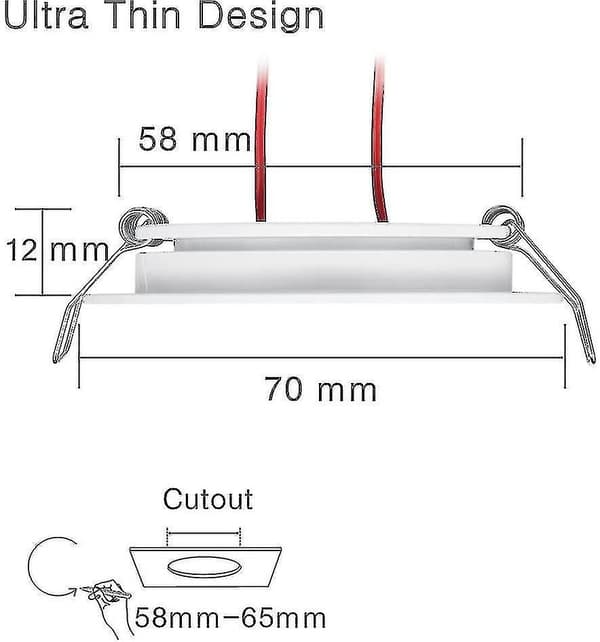 4x 12V LED Innfelt Taklampe 3W 3200K Dimbar