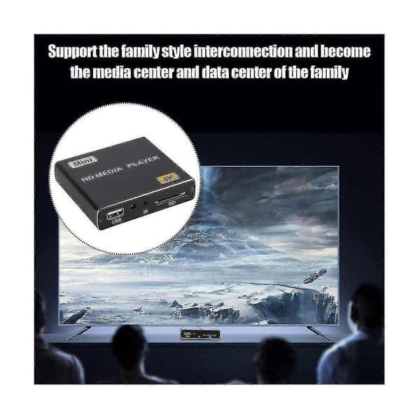 Mini 4K HDD-mediasoitin USB-asemalla/SD-korteilla