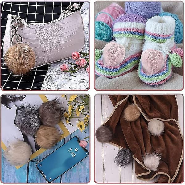 20 stycken DIY fuskpäls fluffig med elastiska ögletillbehör kompatibla med hattar nyckelringar halsdukar handskar väskor