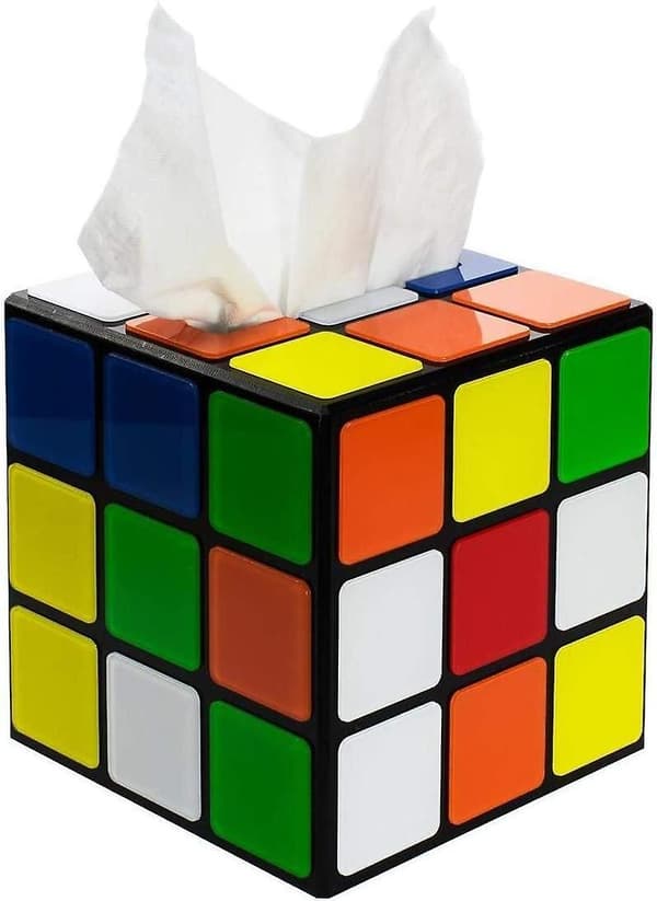Muovinen Magic Cube -nenäliinalaatikon kansi magneettilukolla, monivärinen pidike
