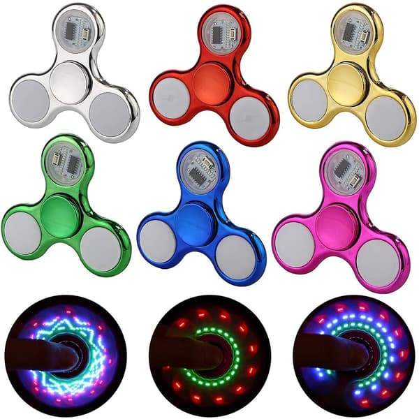 Fidget Spinners 6-pak, LED-lysende klare Fidget-legetøj, ADHD Angstlegetøj Stressreducerende Spin Kompatibel med børn (6-pak)