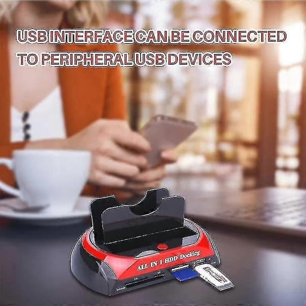 Dobbeltplads Harddisk Dockingstation, USB 3.0 til SATA IDE HDD, Med Kortlæser, Kompatibel med 2.5 & 3.5 Tommer IDE Drev
