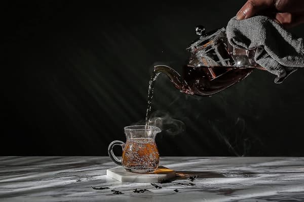 Avtakbart lokk og infuser i rustfritt stål, tekanne i glass, 33 unser