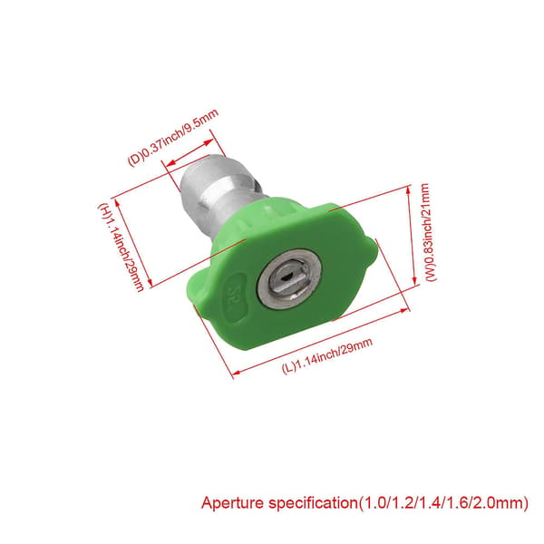 Sprøjtedyser i rustfrit stål - 15 X 25 graders grøn spids 1,0-2,0 mm