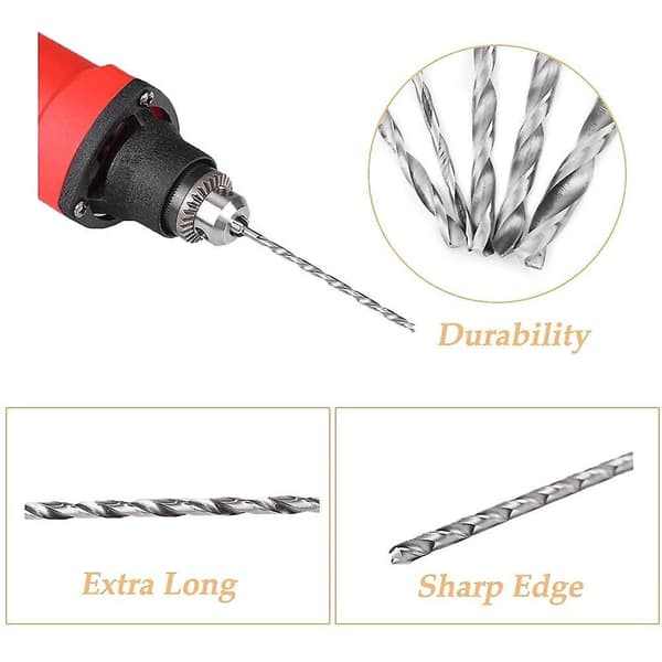 5 stk ekstra lange HSS spiralbor sett 2mm 3mm 4mm 5mm rett skaft