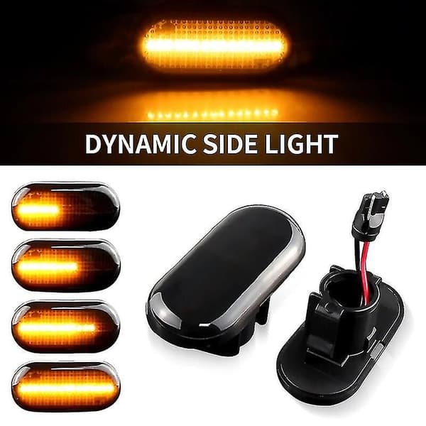 2 stk. LED dynamiske blinklys sidemarkeringslys til Dacia Duster 2011-2017, Dokker Lodgy 2012-2019, Smart Fortwo Cabriolet (453) 2PC Dynamisk
