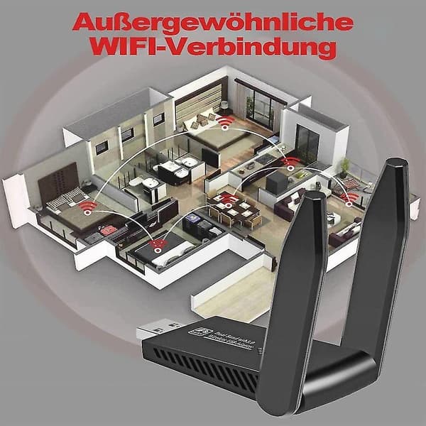 USB 3.0 WLAN-sovitin yhteensopiva PC:n kanssa, 1300 Mbit/s nopeus
