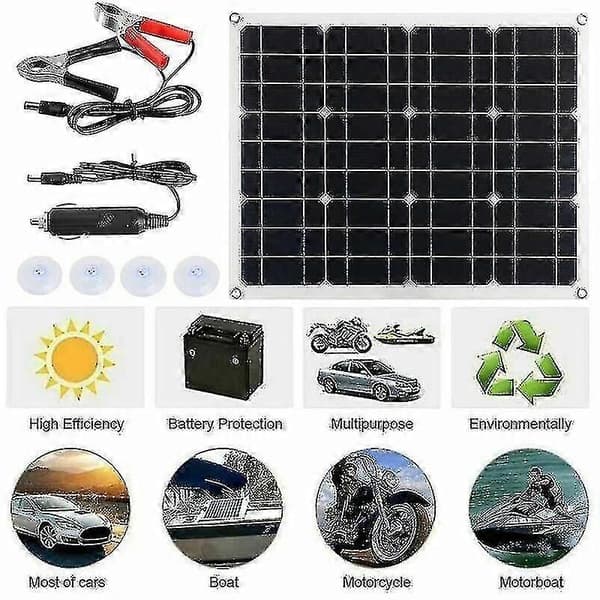 12v/24v solpanel sæt kit med 40a controller kompatibel med bil autocamper campingvogn