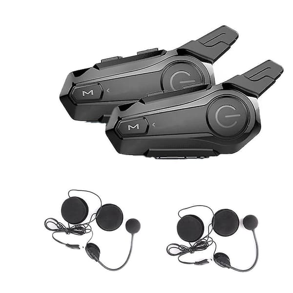 2 stk Bluetooth Intercom Motorsykkel Halvhjelm Bluetooth Hodesett For 2 Intercomunicador Trådløs He