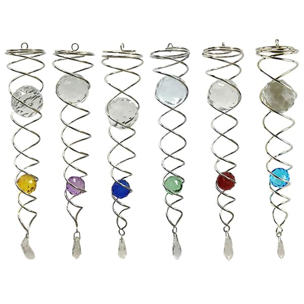 12\" hengende krystaller, kule, kule, spiralhale vindspinner stabilisator Grön