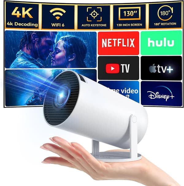 4k Mini Projektor 10000 Lumen 1080p Wifi Bluetooth Uhd Bærbar 1 pc