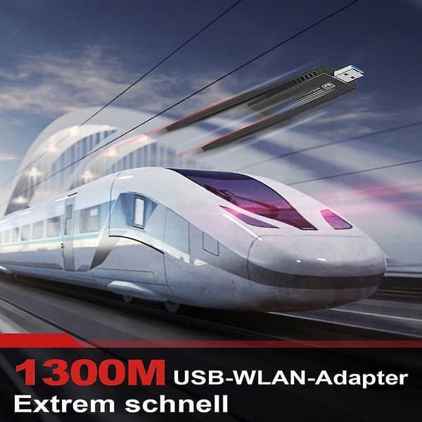 USB 3.0 WLAN-adapter kompatibel med PC, 1300 Mbit/s hastighet