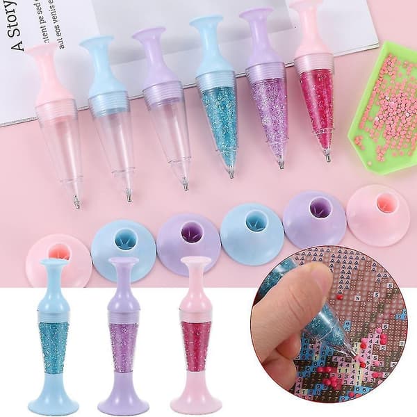 Krystal Standable Point Drill Pen kompatibel med diamantmaling og korssting Blå
