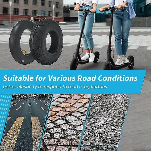 200x50 dæk- og slangesæt kompatibelt med E100, E150, E200, Power Core E100, 360, Epunk, E-scooter (sæt med 2) Black