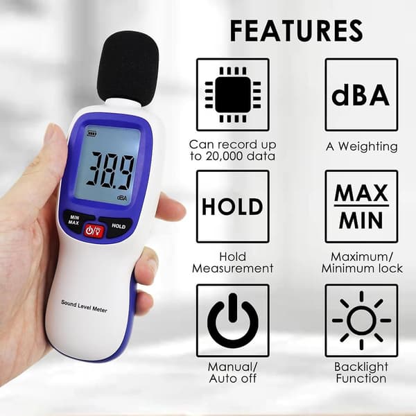 Desibelmåler Bluetooth, Digital lydnivåleser med datalogging, Smart støydesibelmåler 30dB