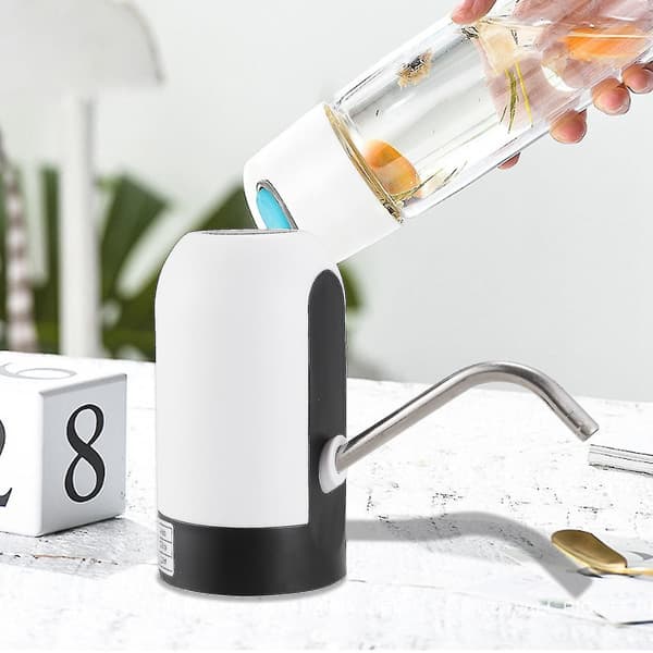 USB-laddande automatisk vattenflaskpump elektrisk dispenser Svart vit