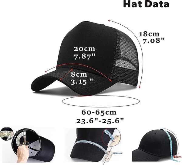 XXL Mesh Trucker Hat Oversize Justerbar 23,6-25,6 Tommer Høj Krone til Mænd