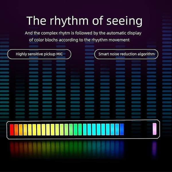 RGB LED o Spectrum Display Analyzer med mikrofon lydniveaumåler kompatibel med bil