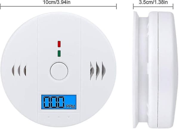 3-pack kolmonoxiddetektor, CO-detektorsensor Hemkolmonoxidlarm Batteridriven med LCD digital display