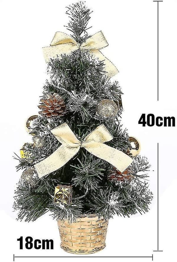 Mini skrivebordspyntet juletre med lys (40 cm)