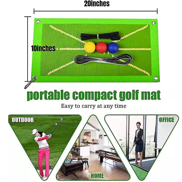 Premium golfmåtte med 3 bolde og divot-reparationsværktøj