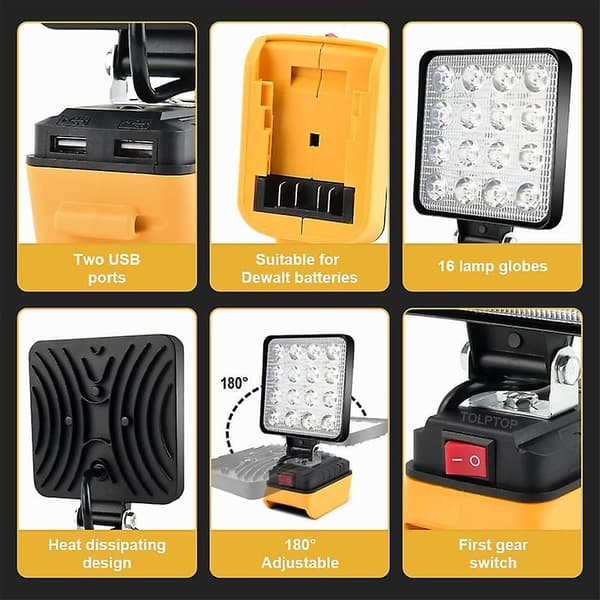 LED arbeidslys kompatibelt med utendørs bruk med 18V/20V litiumbatteri
