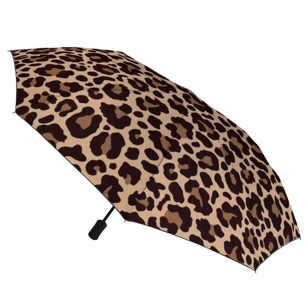 Leopardstriper Automatisk Sammenleggbar Paraply for Kvinner Menn Voksne