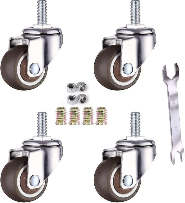 4-pack svängbara hjul med mjukt gummi kompatibla med möbler