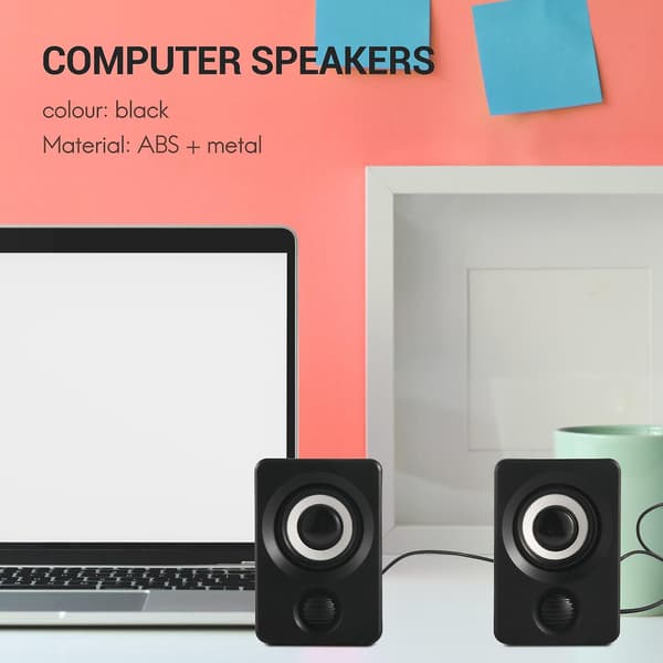 Surround computerhøjttalere med stereo USB-kablet multimediehøjttaler kompatibel med pc/bærbare computere/smartphones black