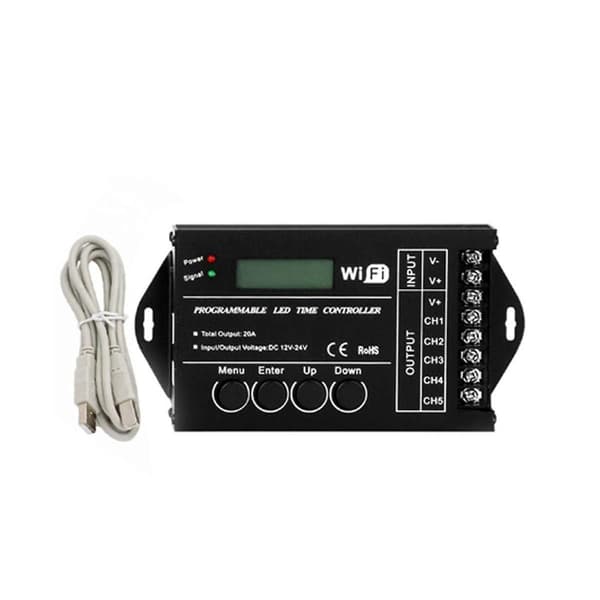 DC 12V/24V Wifi RGB LED Controller TC421 med 5 kanaler og 20A fælles anode